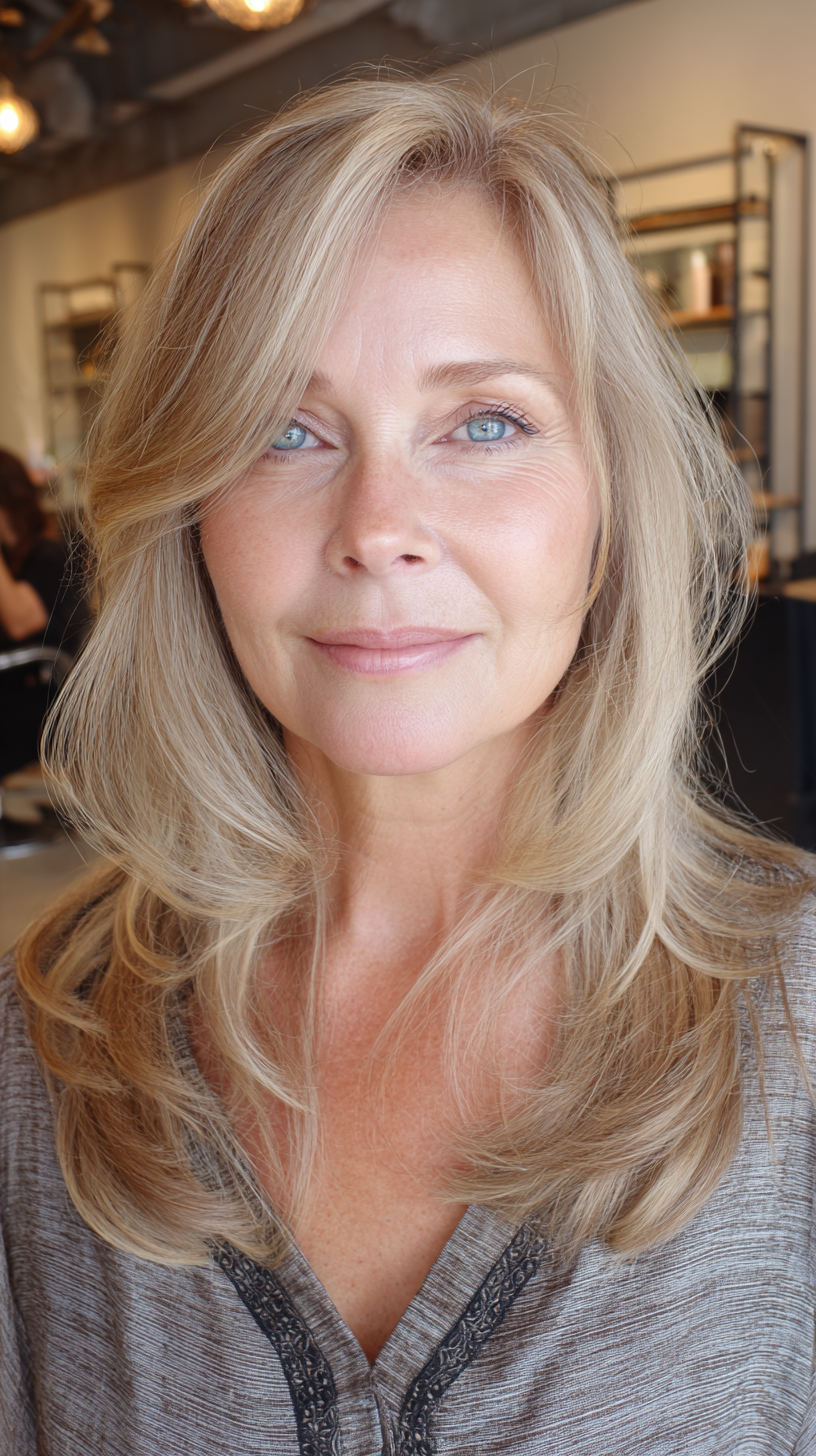 Soft Layered Blonde Cut with Gentle Waves
