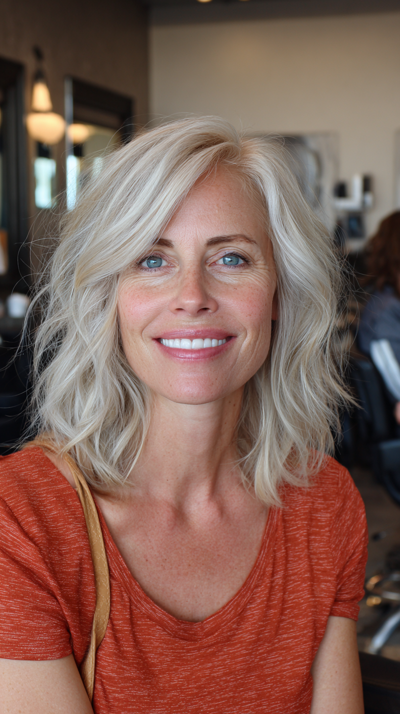 Soft Textured Shoulder-Length Blonde Waves