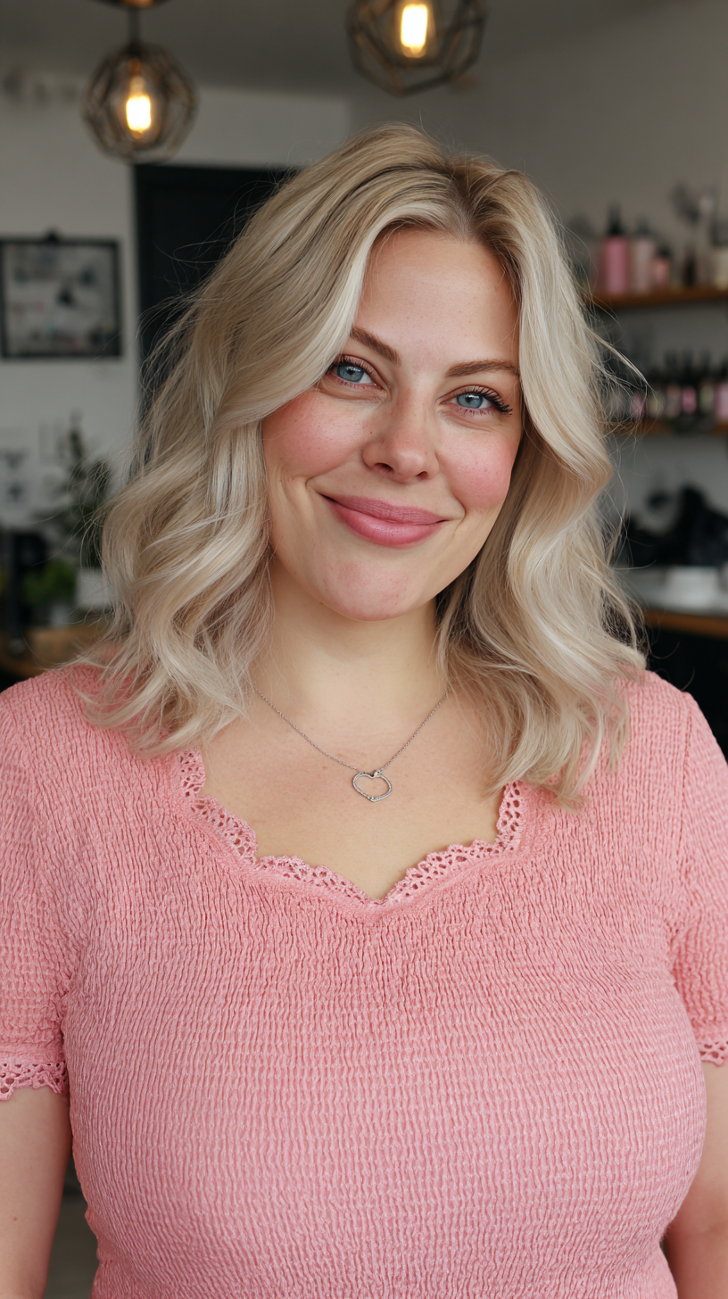 Soft Wavy Blonde Lob with Gentle Layers