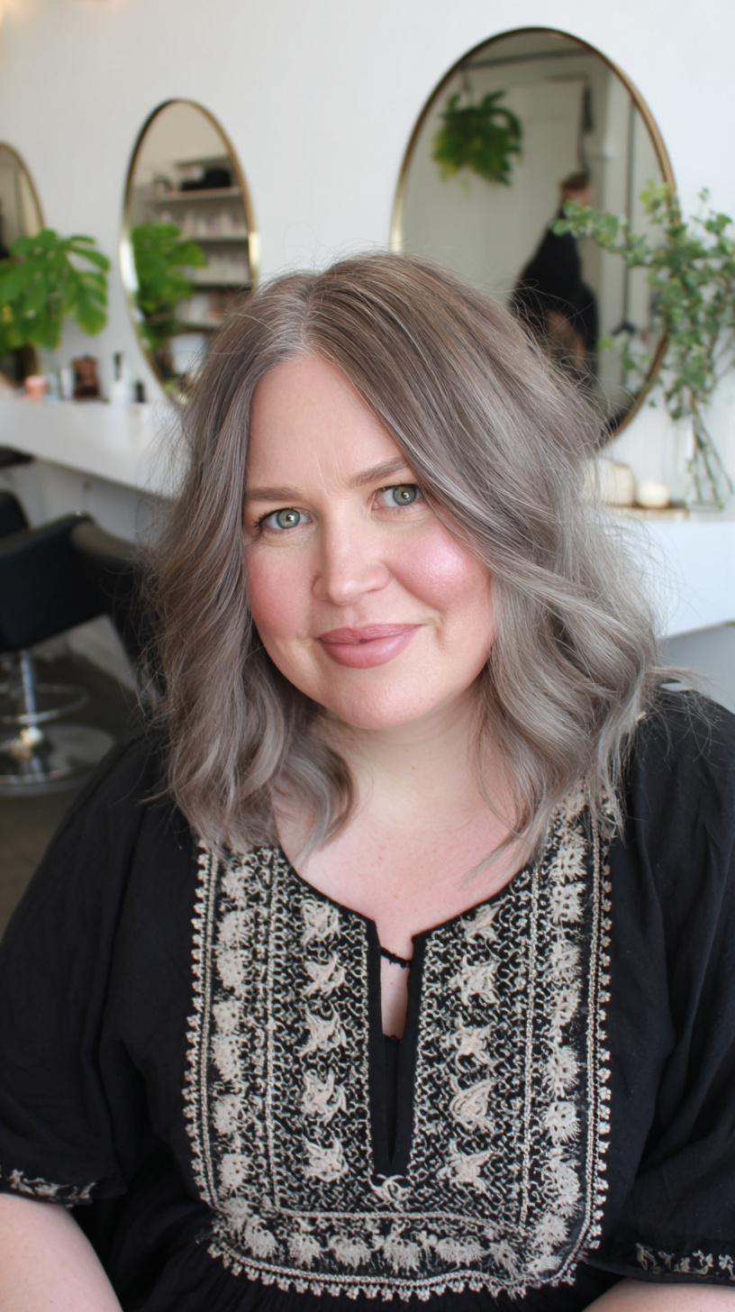Soft Wavy Lob with Subtle Grey Tones