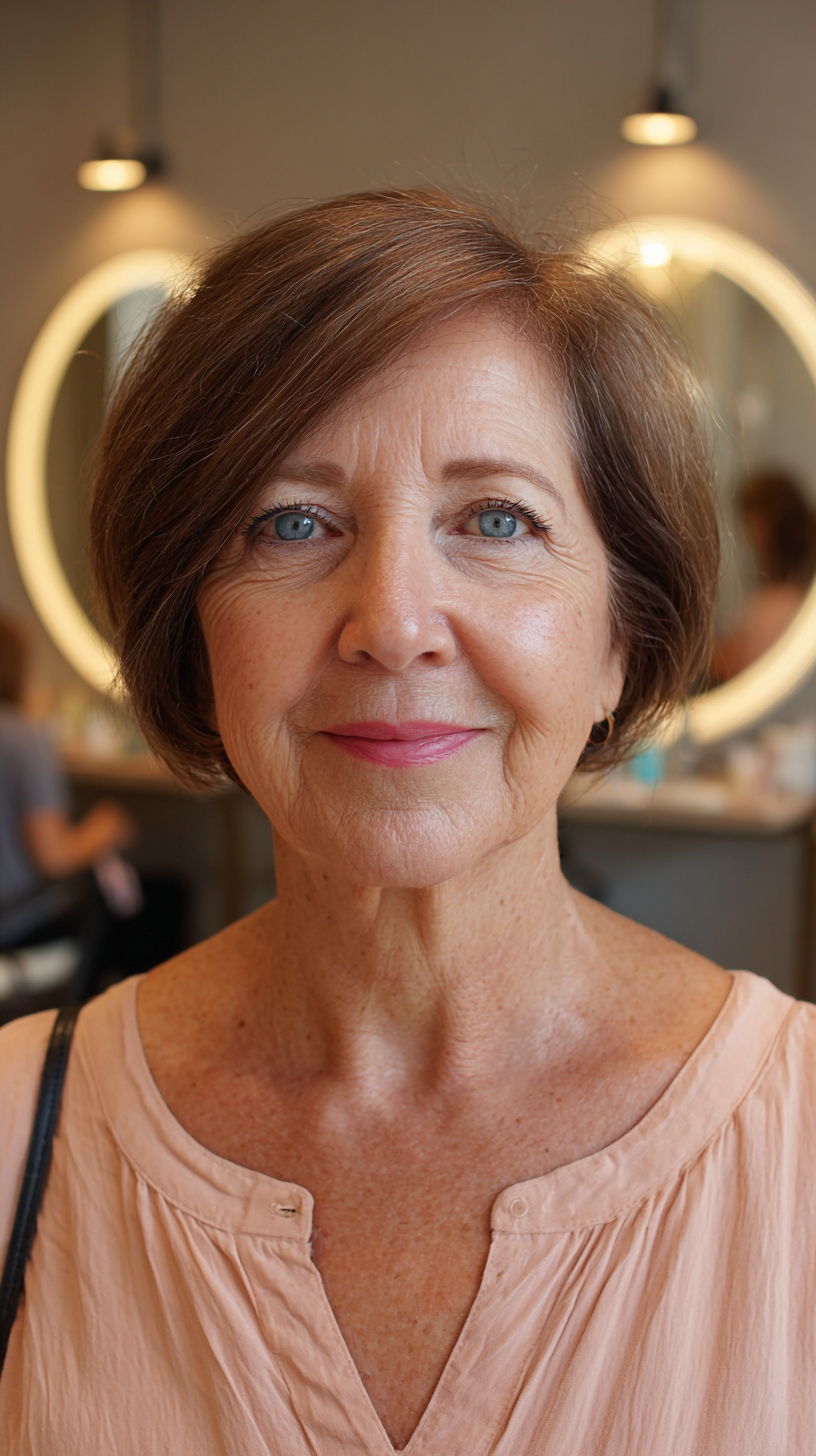 Stylish Soft Brown Bob with Subtle Highlights