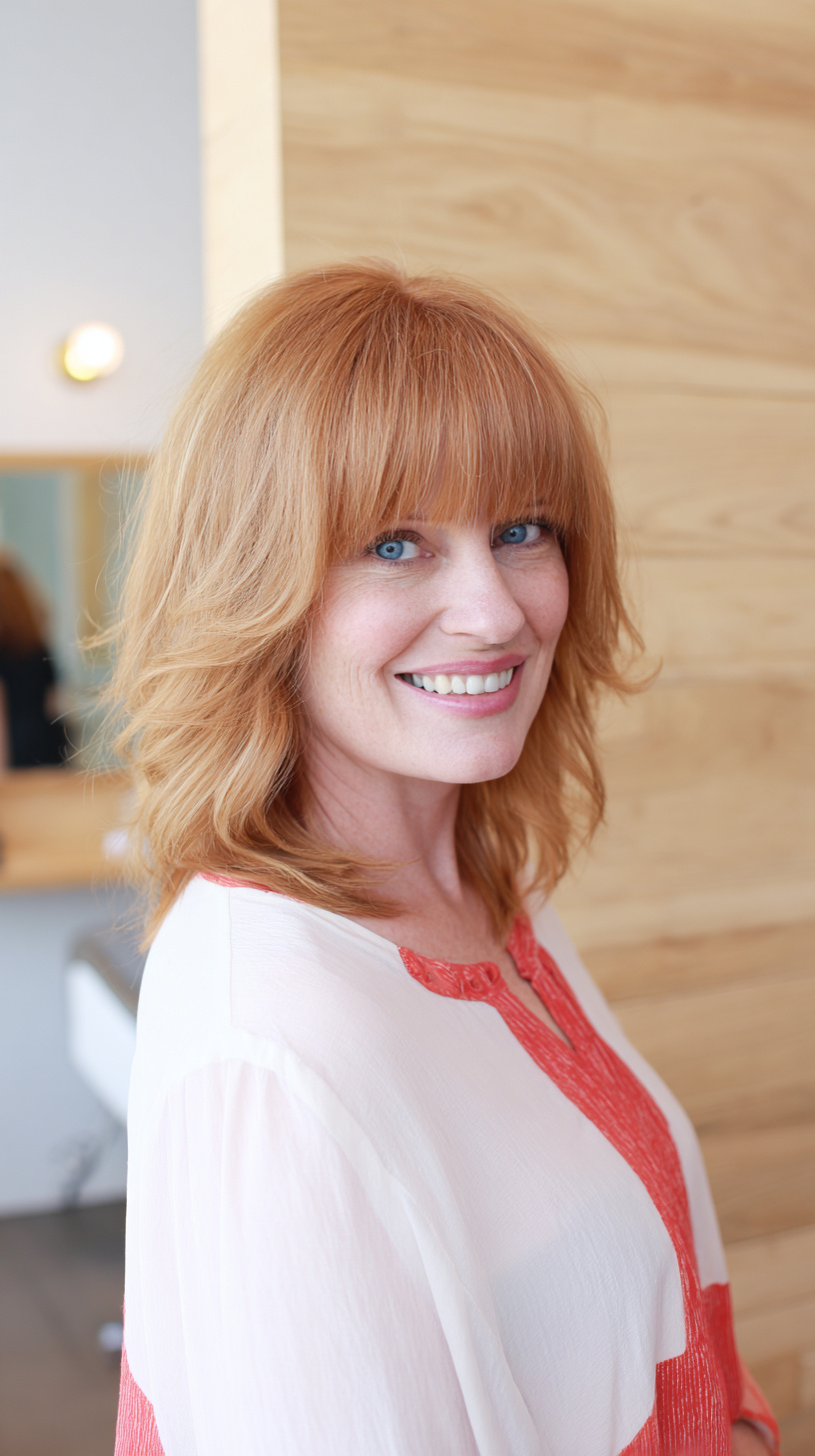 Textured Copper Waves with Soft Fringe