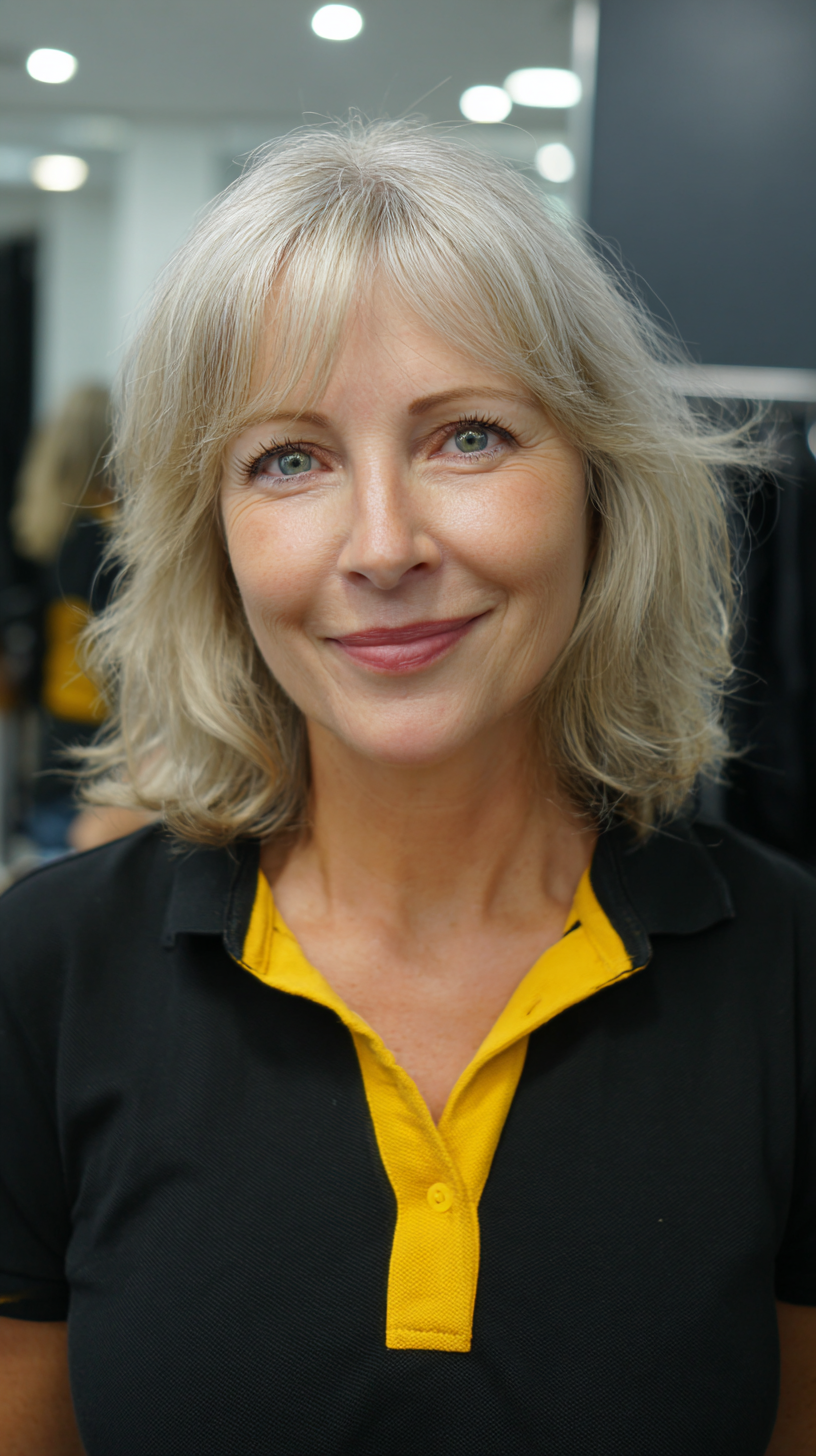Textured Shoulder-Length Blonde Cut with Soft Waves