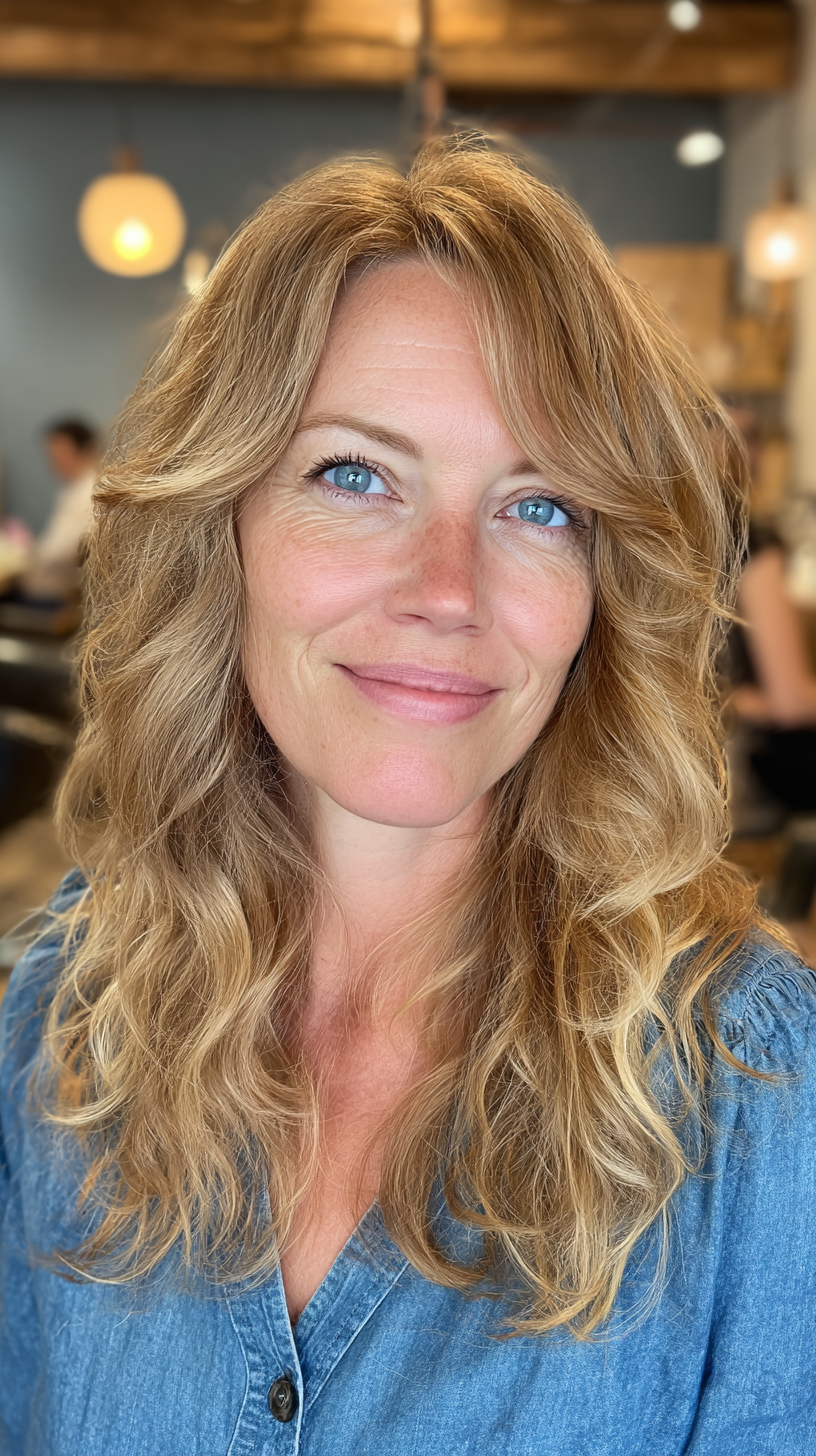 Textured Shoulder-Length Blonde Waves with Soft Volume