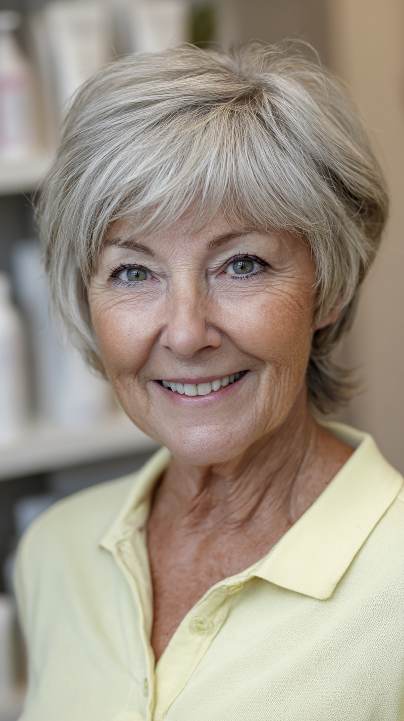 Textured Silver Pixie Cut with Soft Layers