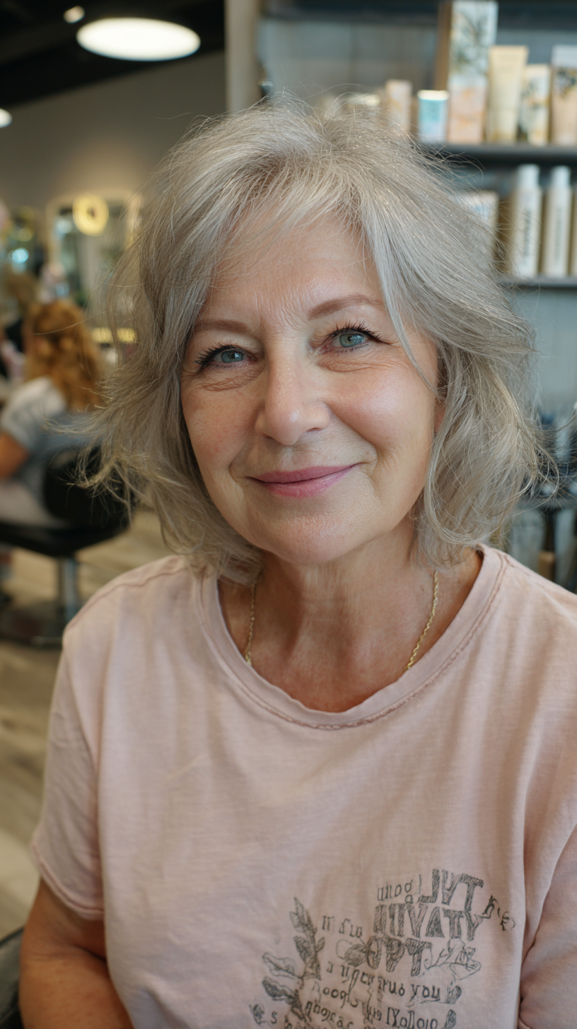 Textured Silver Shag with Soft Waves