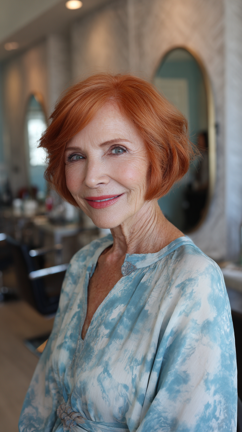 Vibrant Copper Bob with Soft Waves