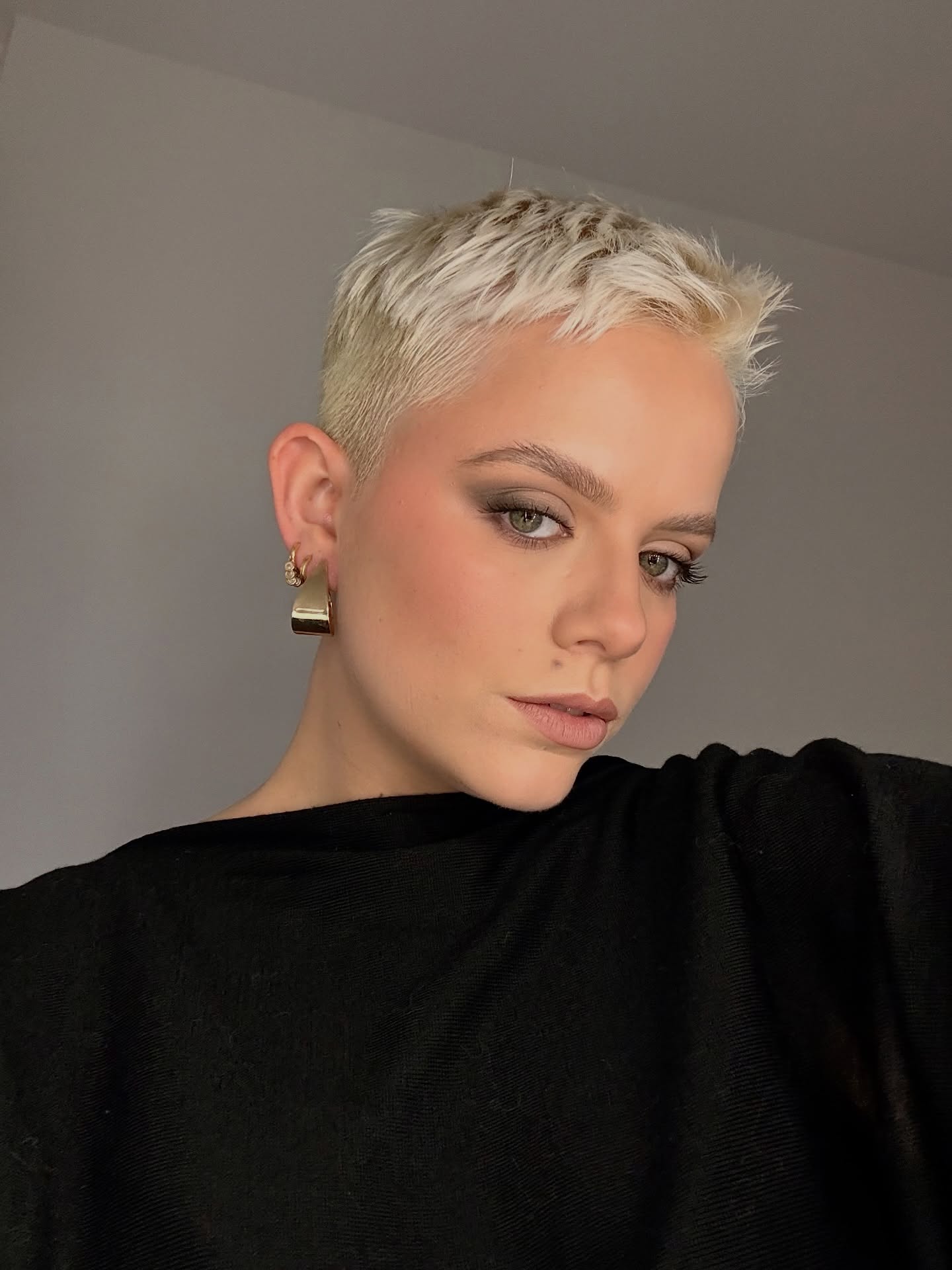 Edgy Textured Platinum Pixie Cut