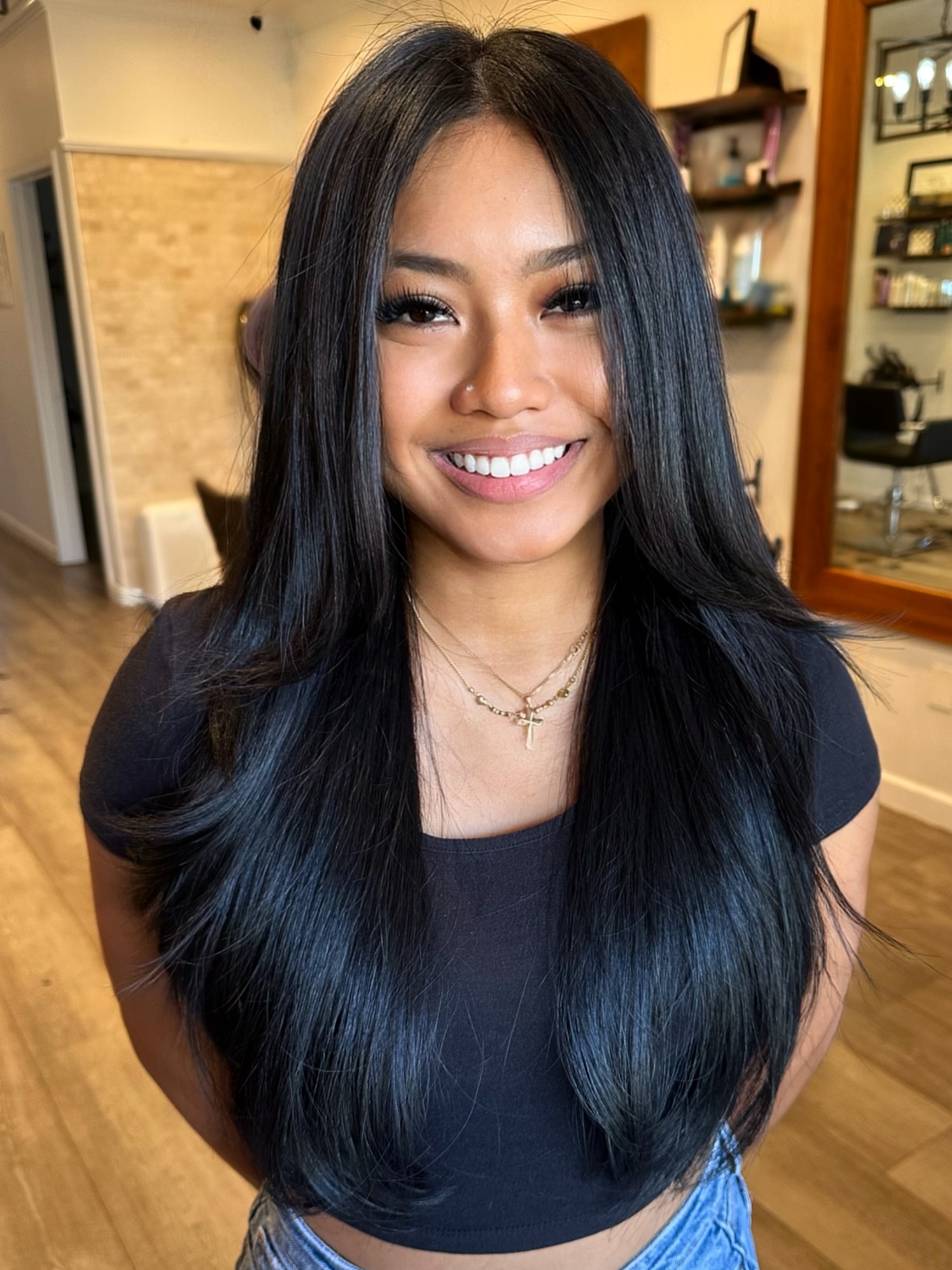 Sleek Long Cut with Subtle Layering and Glossy Shine