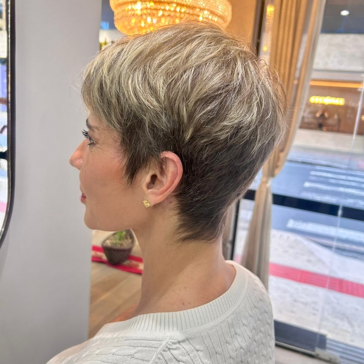 Textured Ash Blonde Pixie Cut with Soft Layers