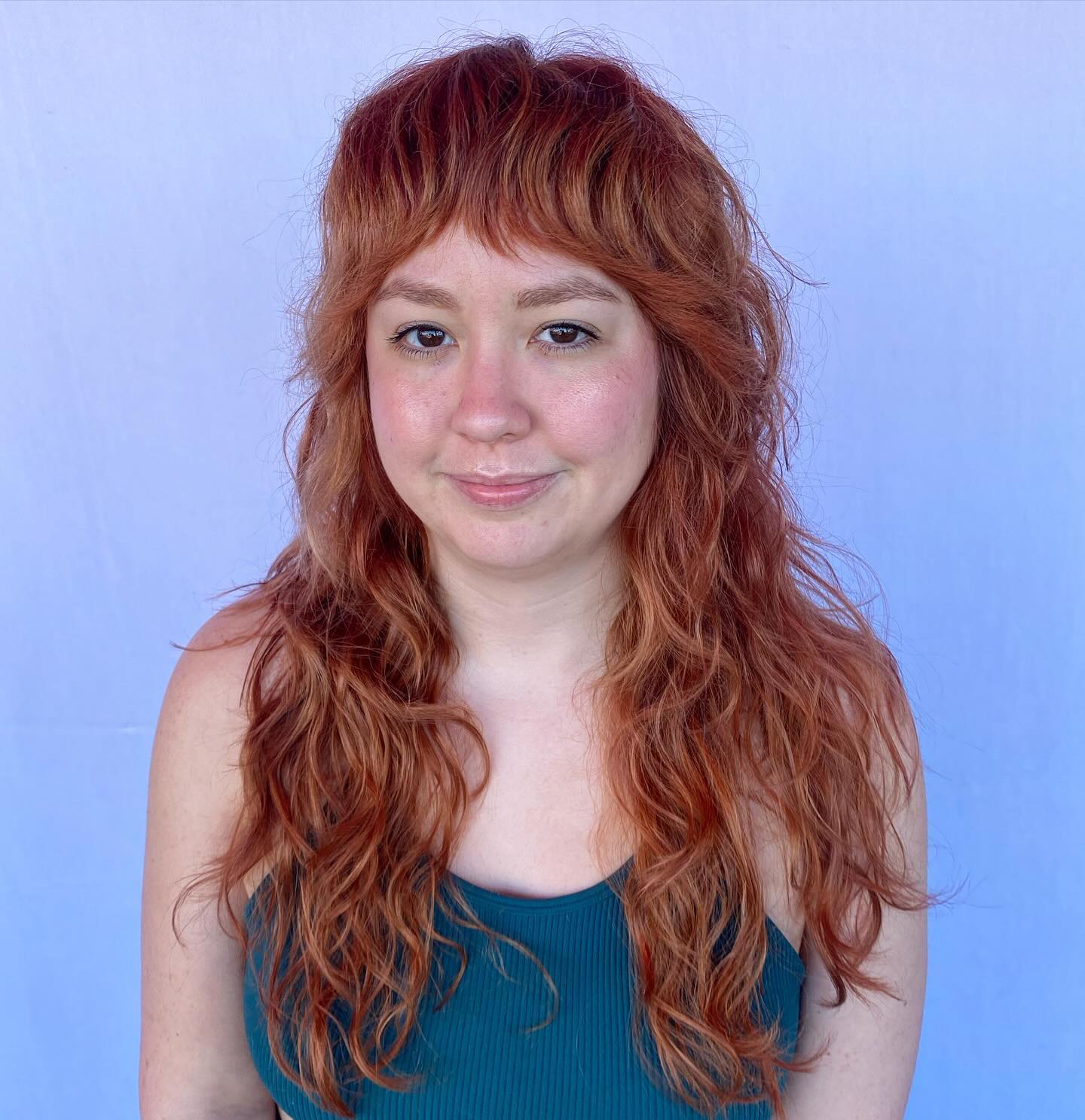 Textured Long Shag with Soft Fringed Bangs