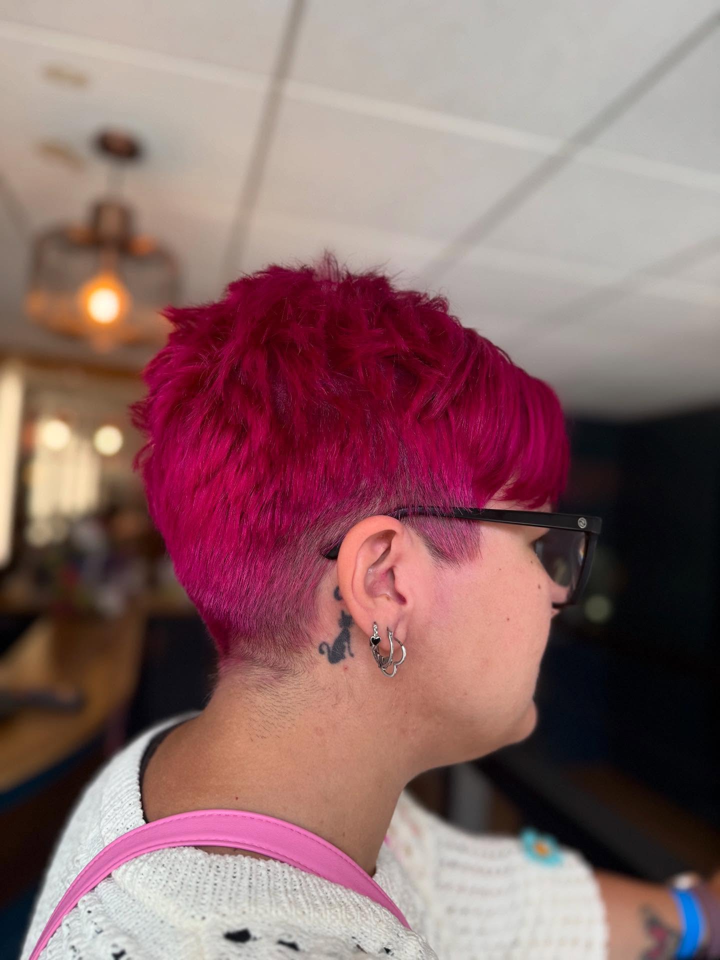 Vibrant Textured Pixie with Edgy Undercut
