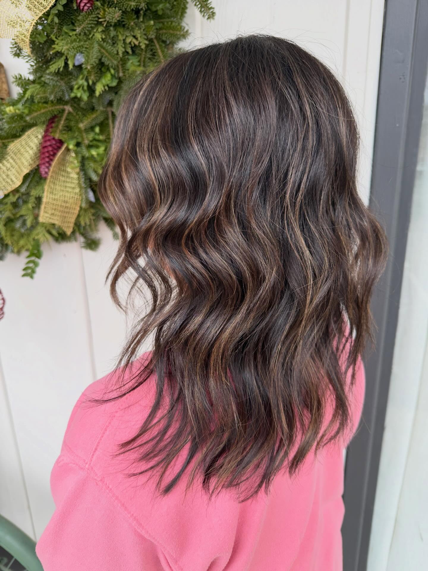 Warm Chestnut Mid-Length Shag with Soft Waves