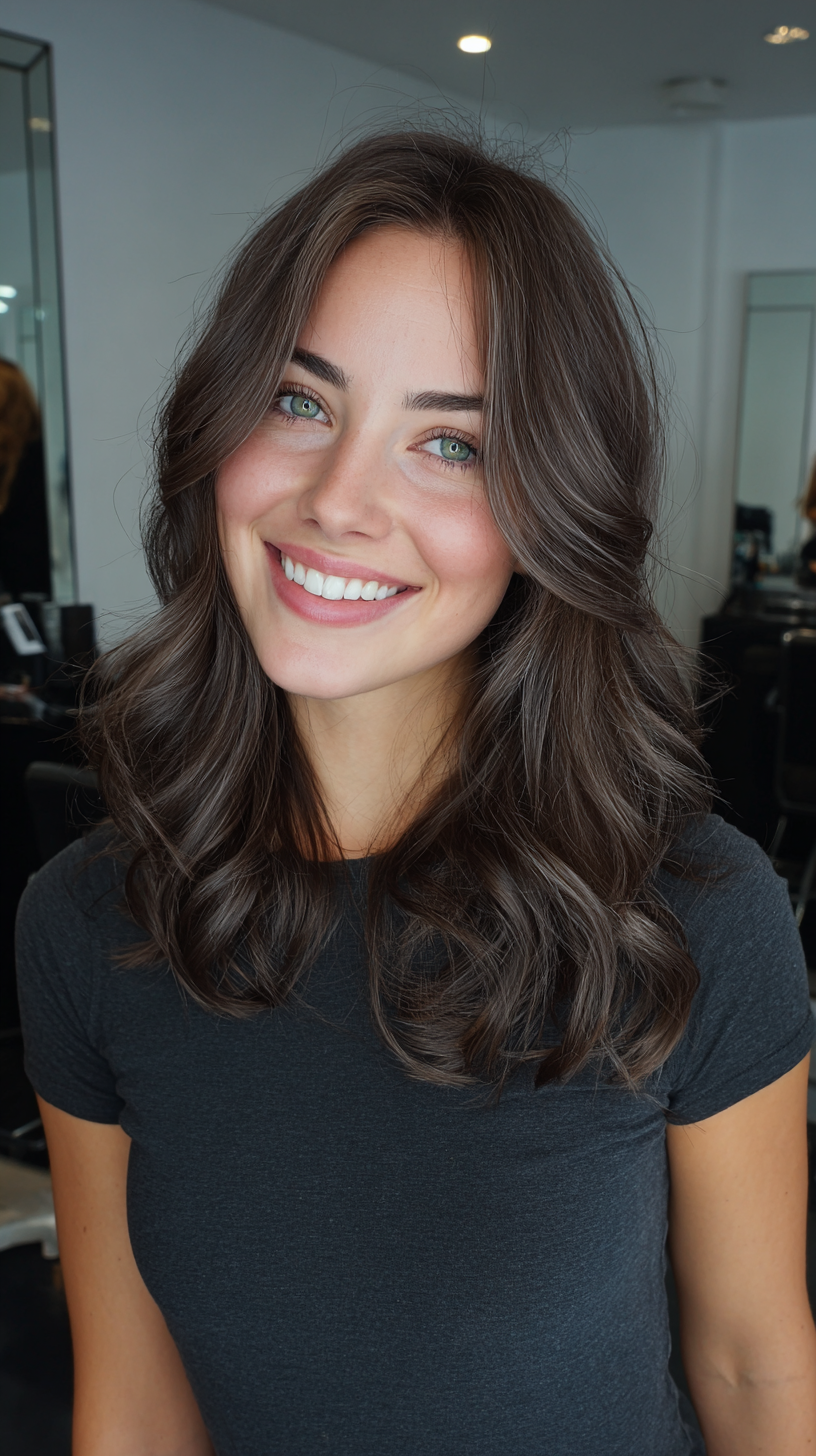 Beautiful Dark Brown Hair with Ashy Highlights