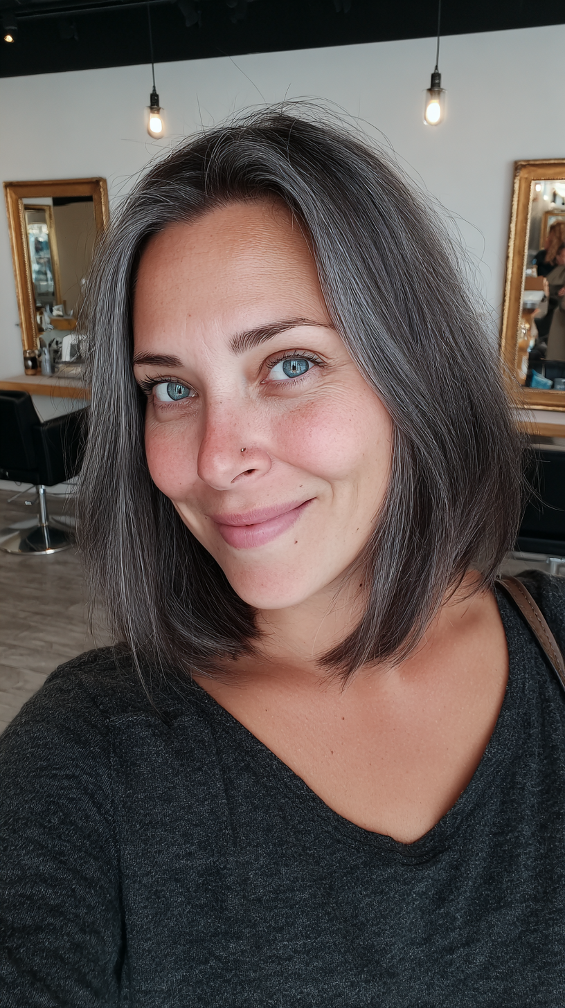 Chic Ashy Brown Bob with Subtle Highlights
