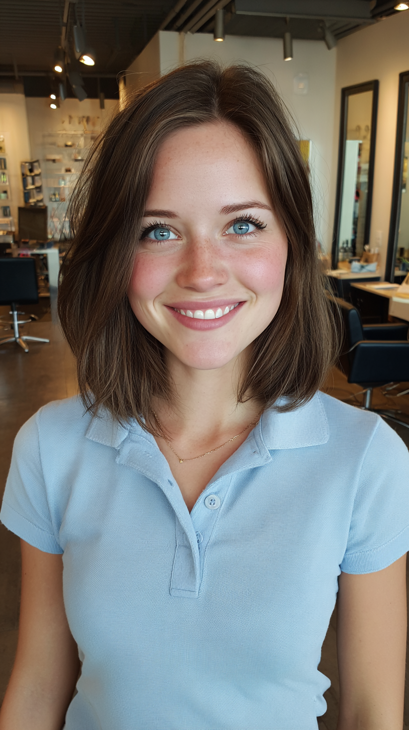 Chic Ashy Brown Textured Lob with Subtle Highlights