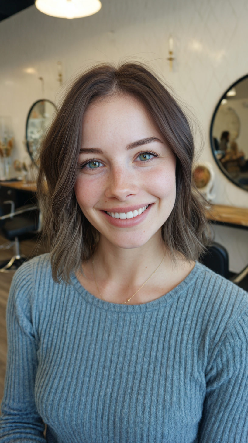 Chic Layered Ash Brown Hair with Subtle Highlights