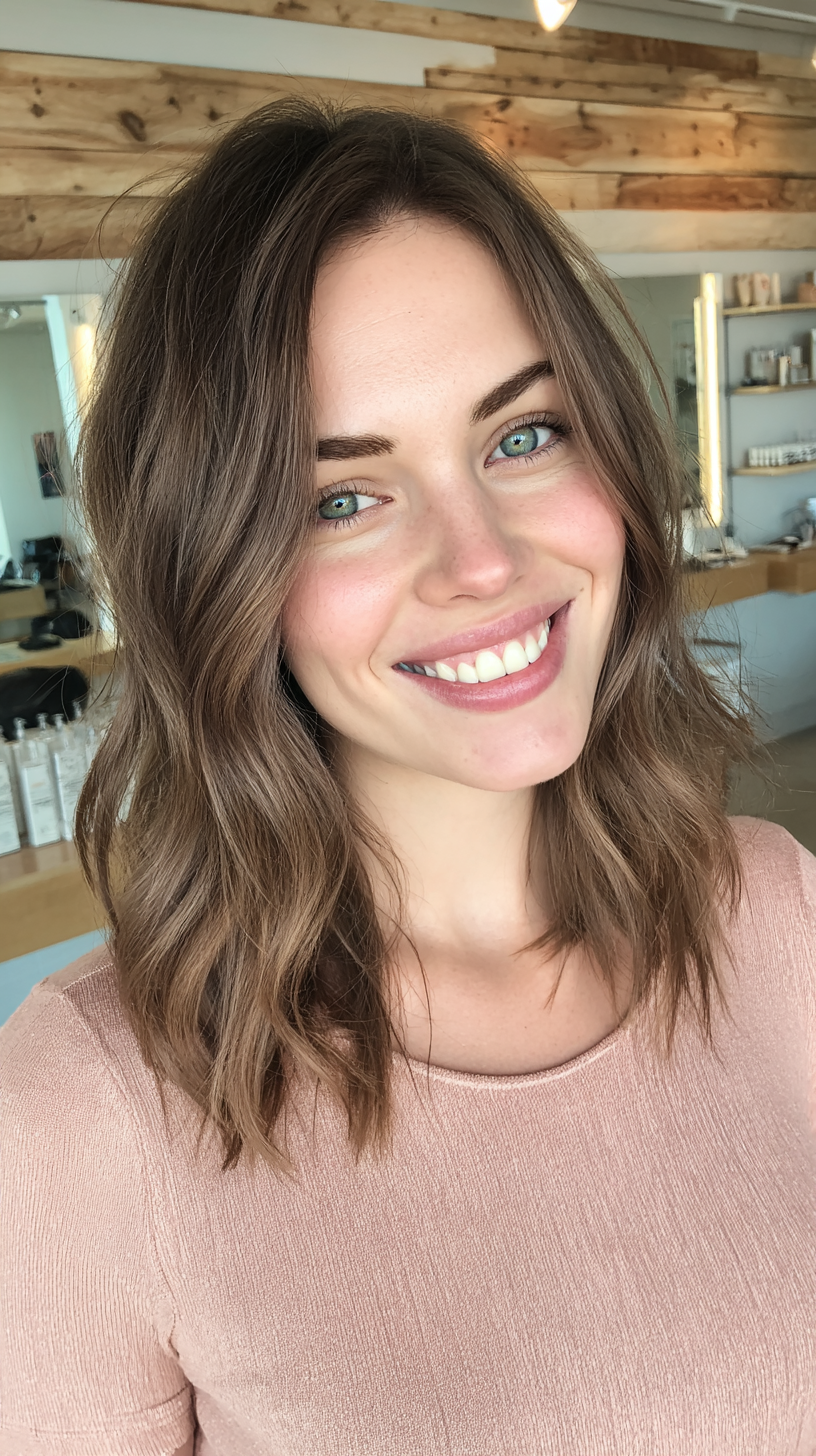 Elegant Ashy Brown Waves with Subtle Highlights
