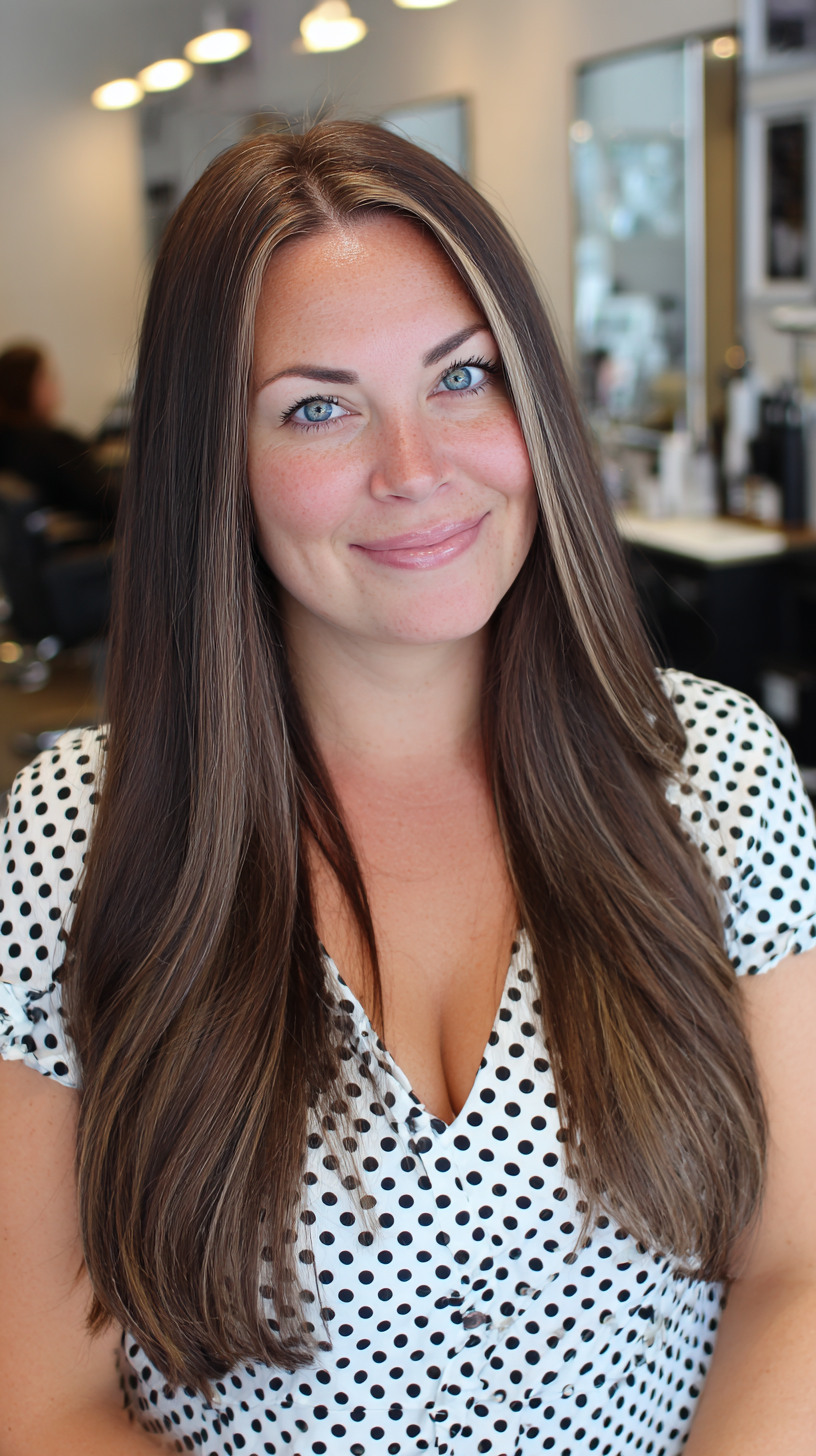 Elegant Dark Brown Hair with Ashy Highlights