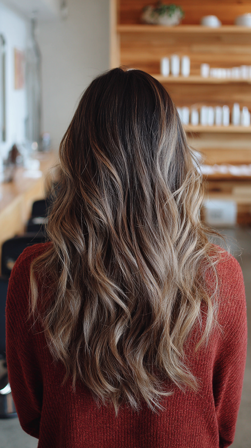 Luxurious Dark Brown Waves with Ashy Highlights