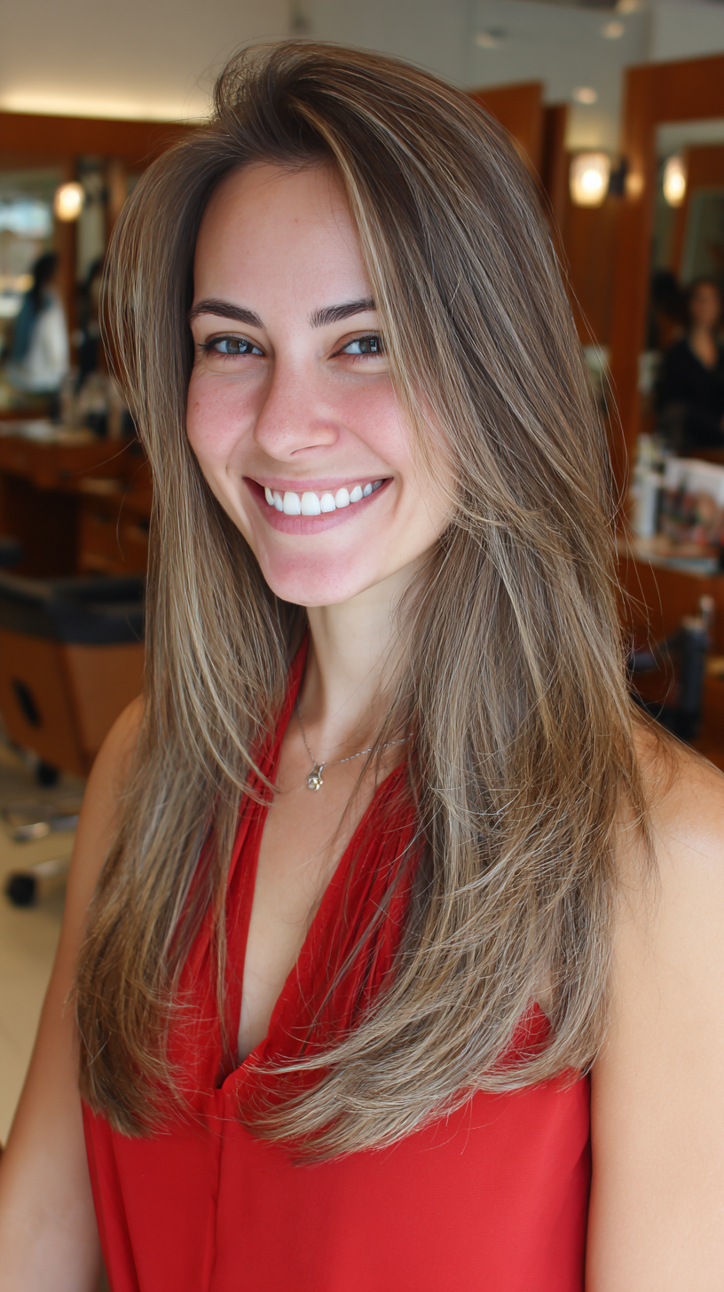 Modern Ashy Brown Layers with Subtle Highlights