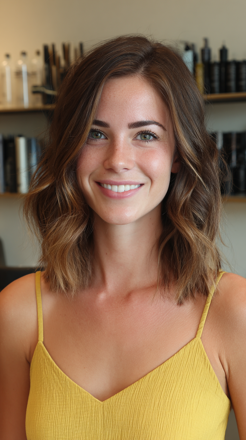 Stylish Ashy Brown Textured Lob
