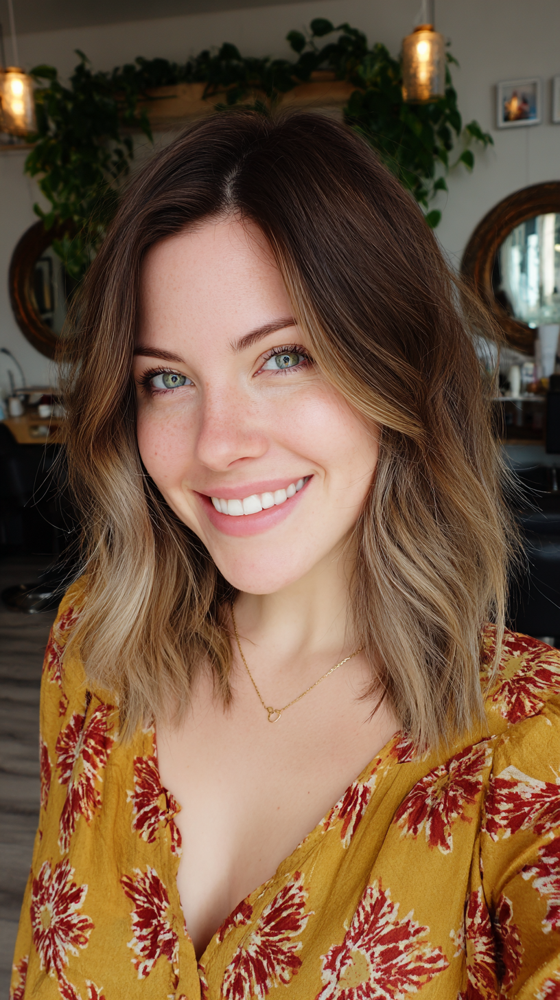 Trendy Dark Brown Hair with Ashy Highlights