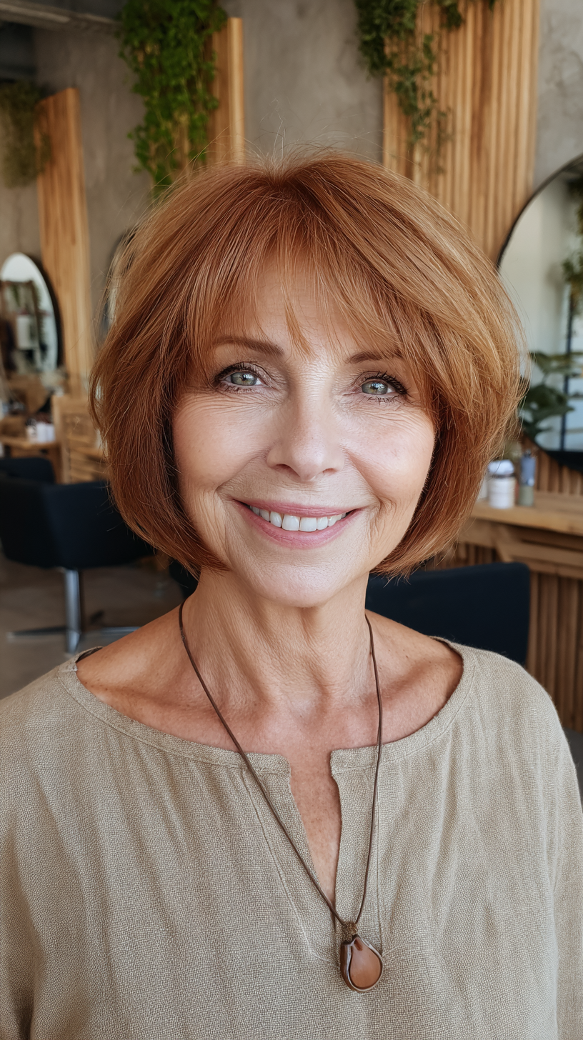 Chic Copper Bob with Subtle Textured Layers