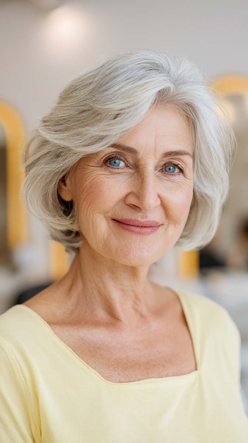 Chic Layered Silver Bob with Subtle Volume