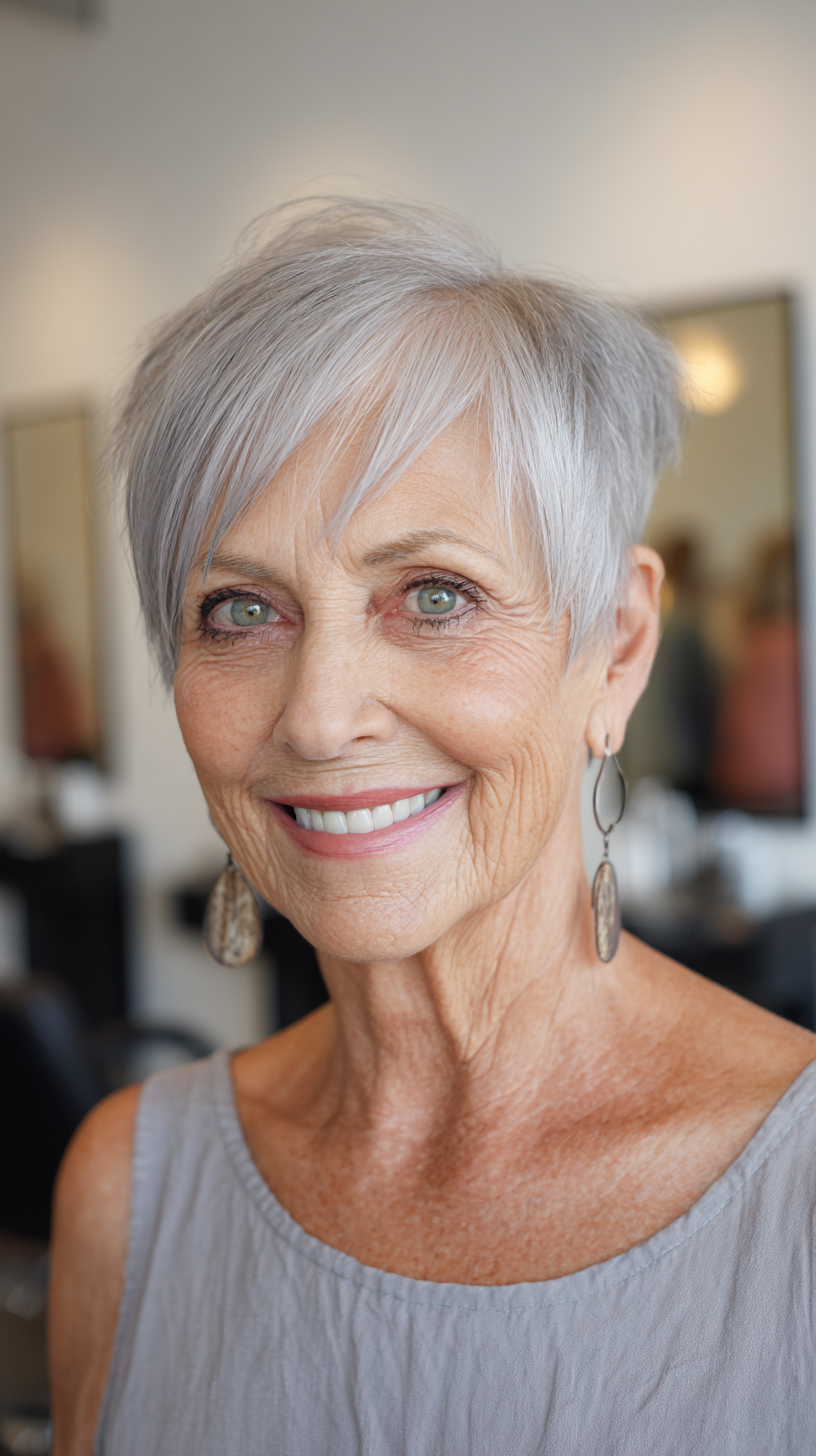 Chic Short Silver Pixie Cut with Textured Layers