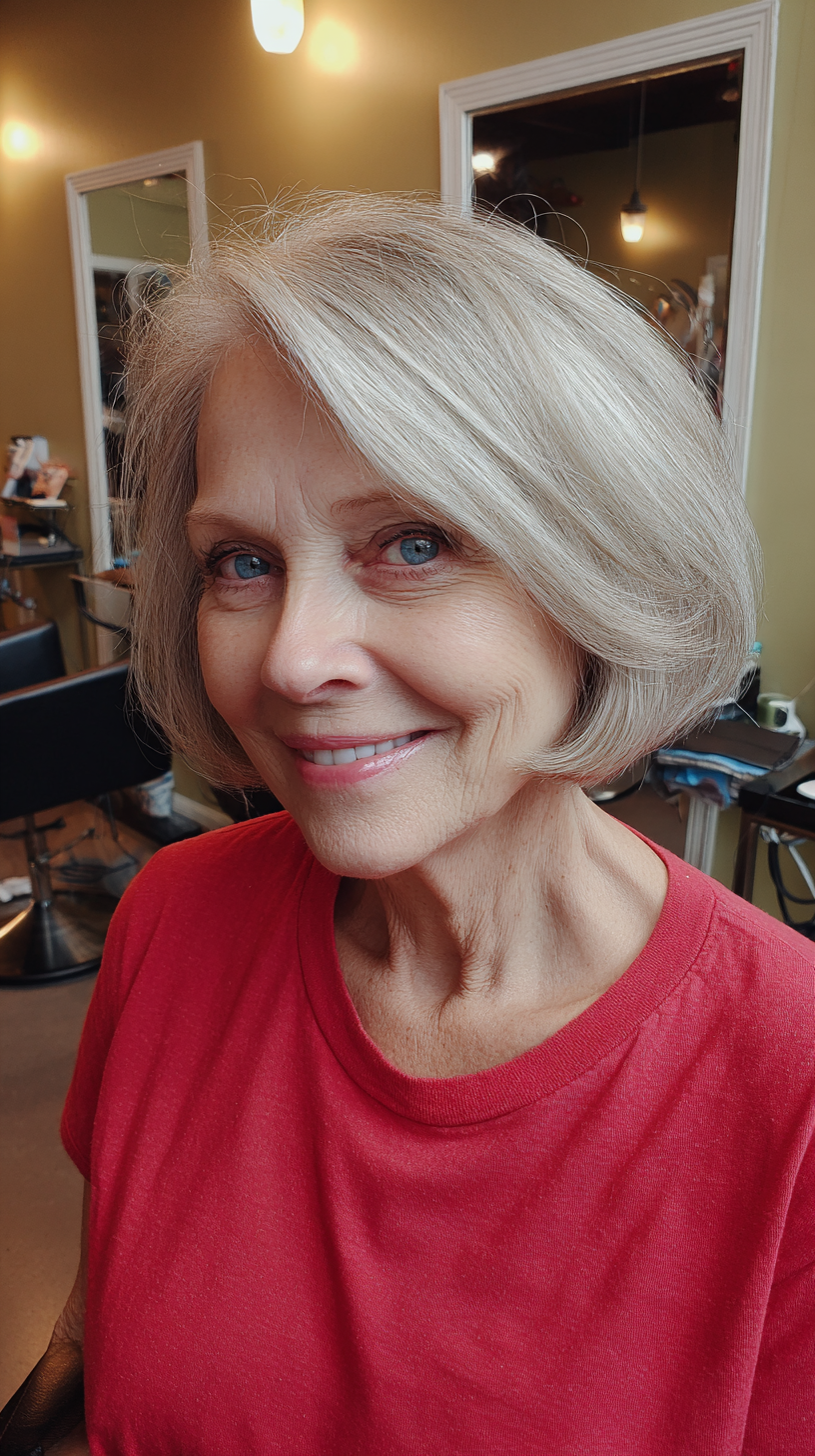 Chic Silver Blunt Bob with Subtle Layers