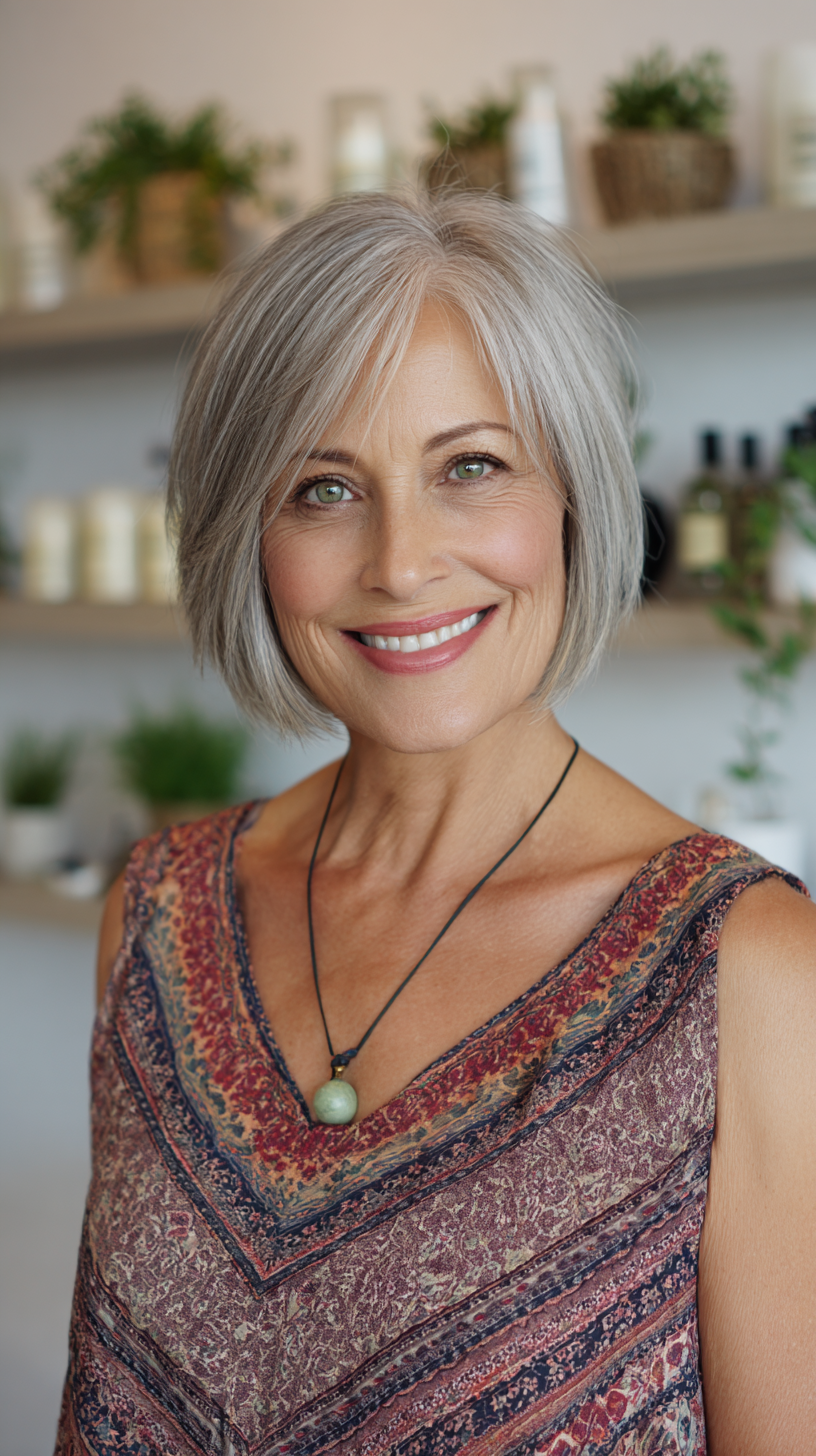 Chic Silver Bob with Subtle Textured Layers