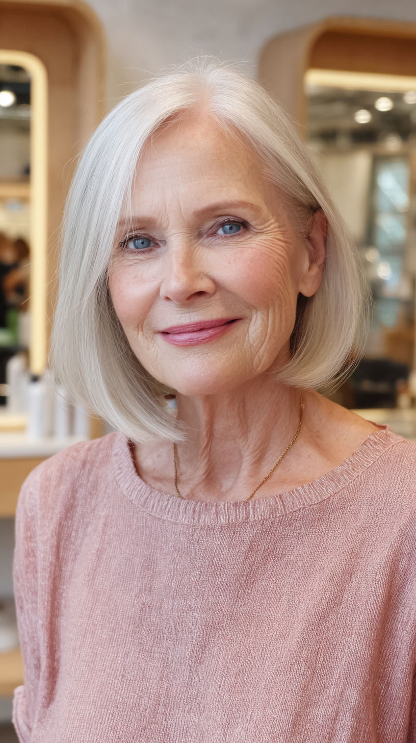 Classic Blunt Bob with Silvery Tones