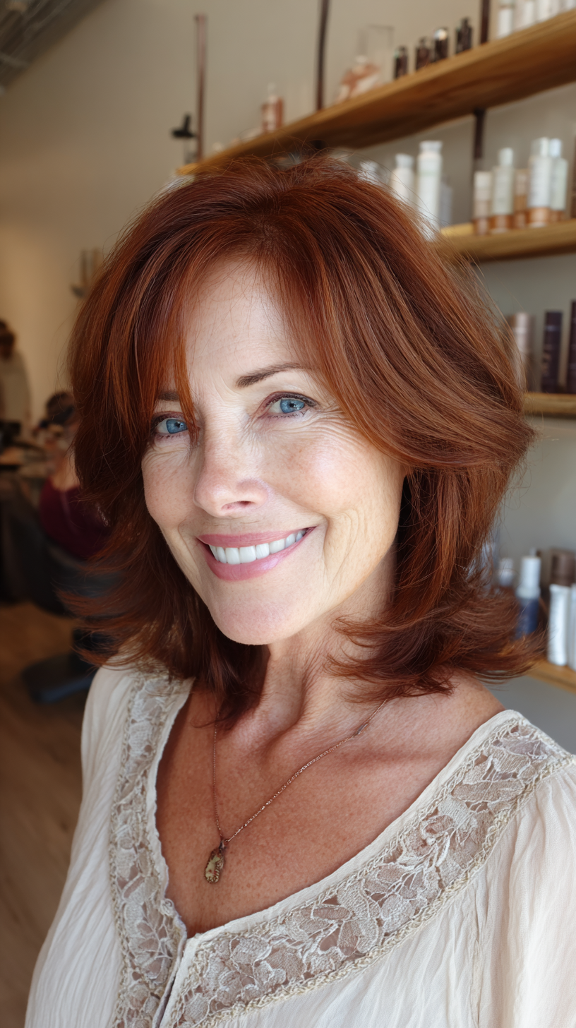 Rich Auburn Shag with Soft Face-Framing Layers