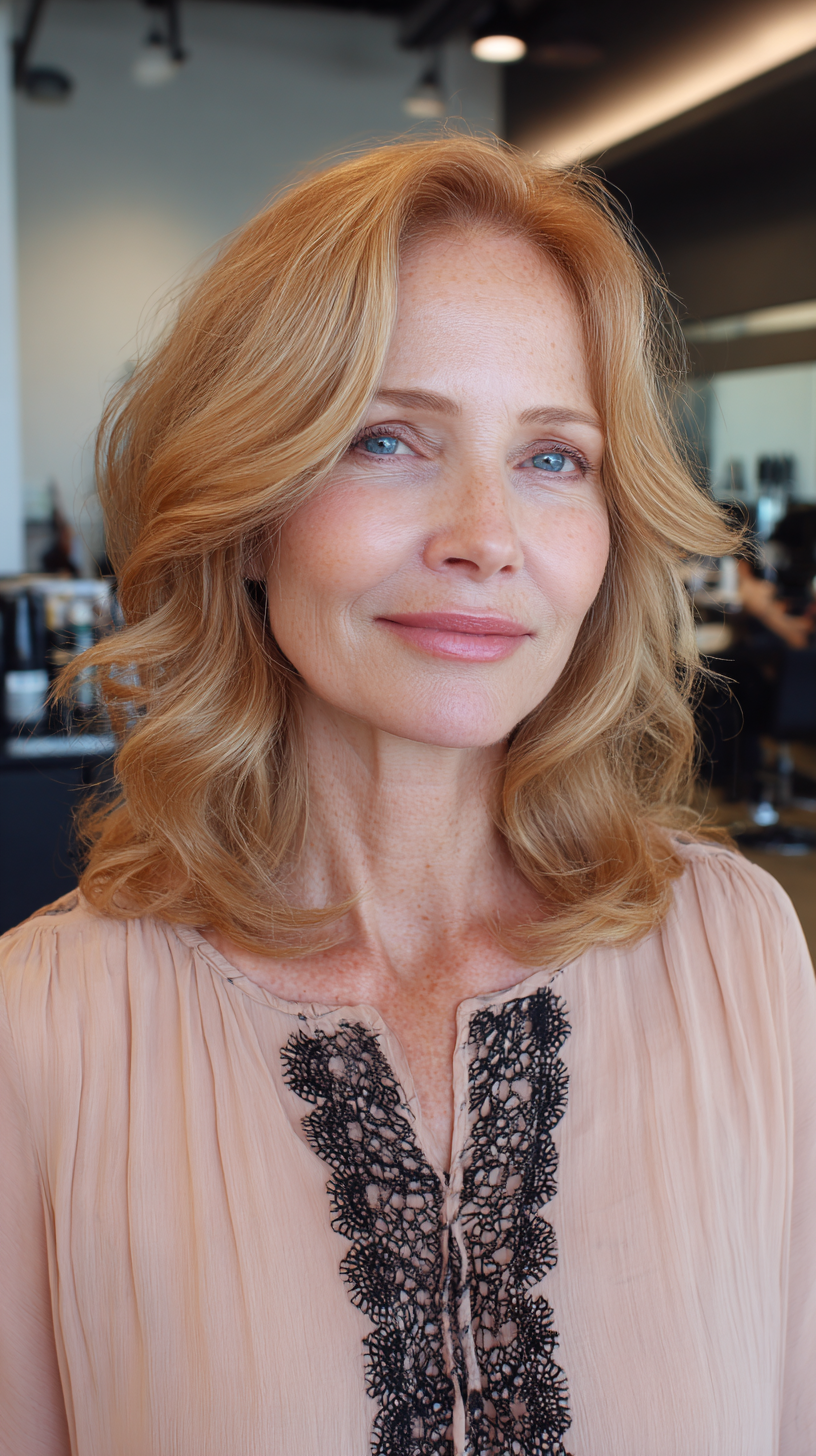 Soft Layered Copper Waves for Mature Women