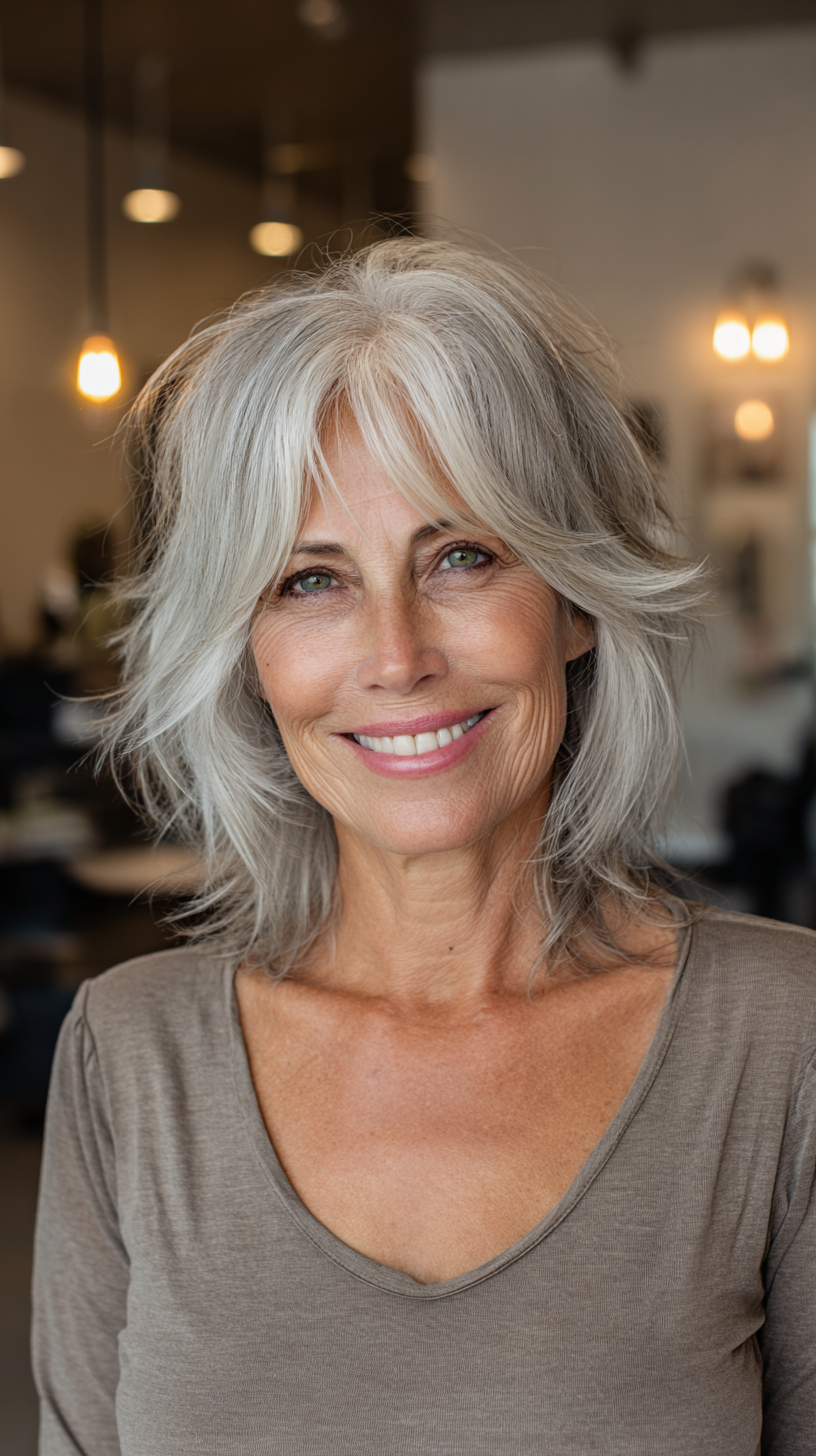 Softly Layered Silver Cut with Gentle Waves