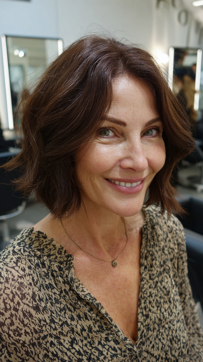 Stylish Textured Lob with Subtle Waves