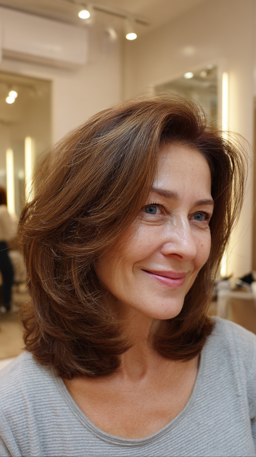 Warm Caramel Layered Cut with Subtle Volume