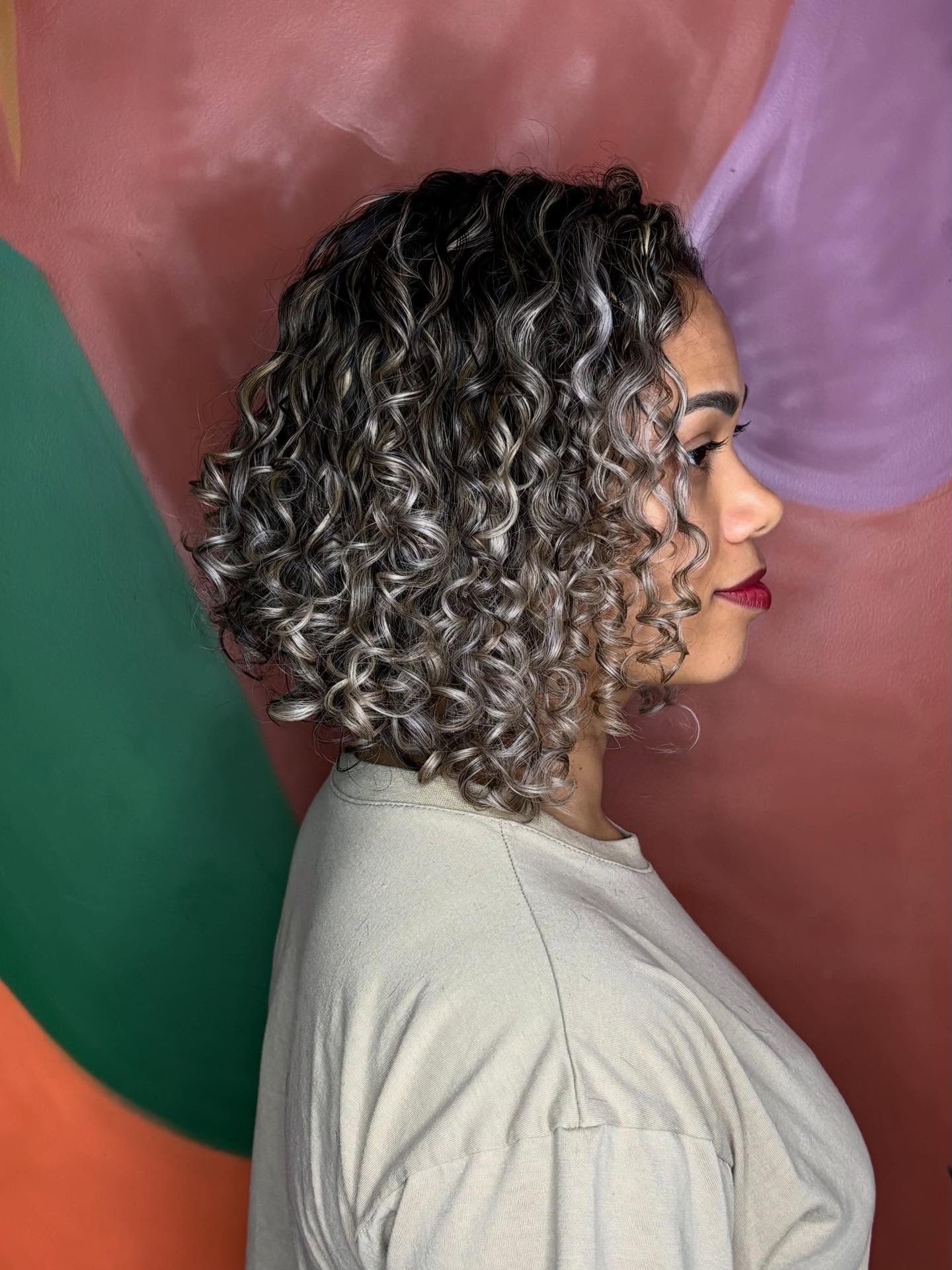 Dynamic Curly Bob with Frosted Tips