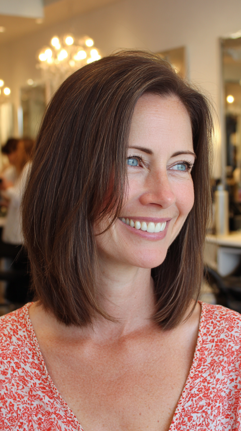 Modern Sleek Mid-Length Cut with Subtle Face Framing