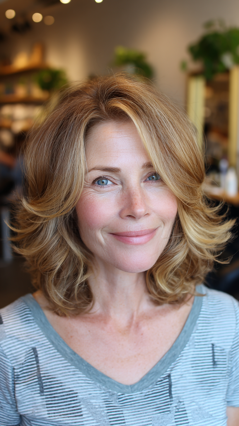 Softly Layered Shoulder-Length Shag with Gentle Highlights