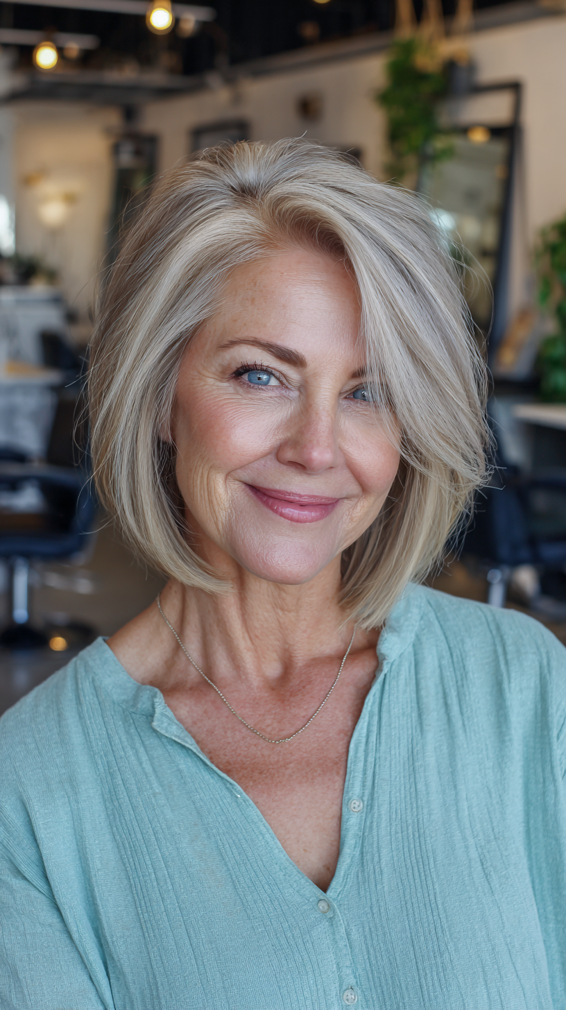 Stylish Soft Blunt Cut with Subtle Highlights