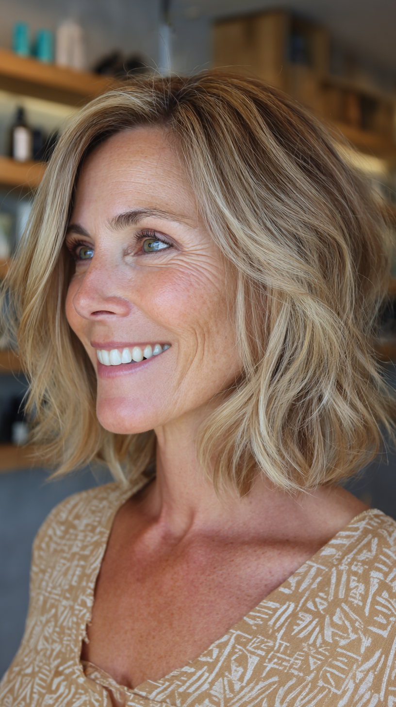 Textured Shoulder-Length Beachy Waves