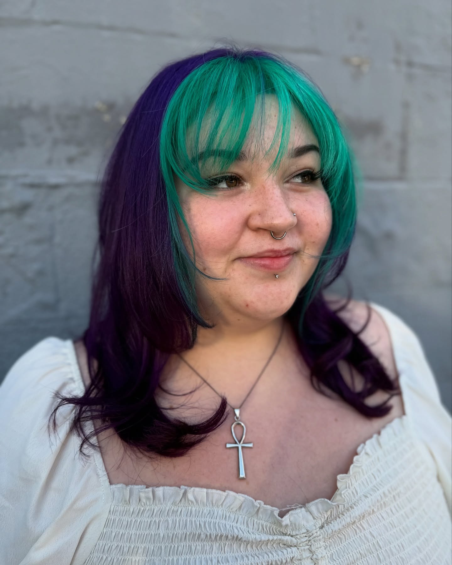 Bold Color Block Bangs with Vibrant Layers