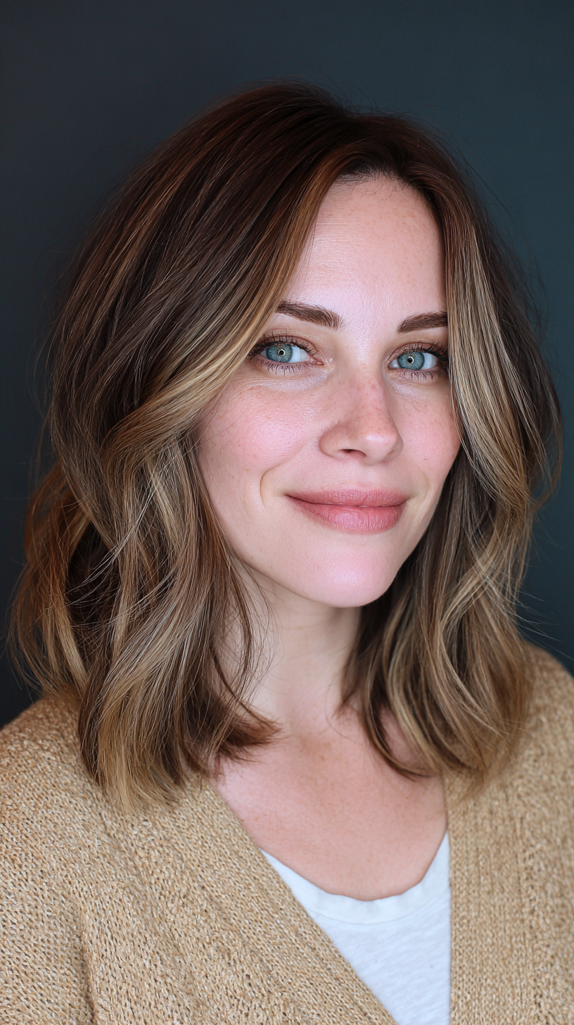 Chic Textured Lob with Subtle Highlights