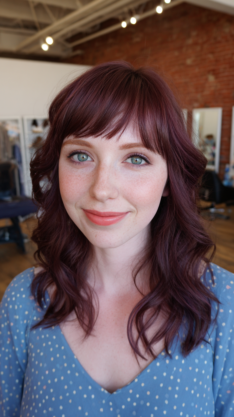Chic Wavy Lob with Bangs