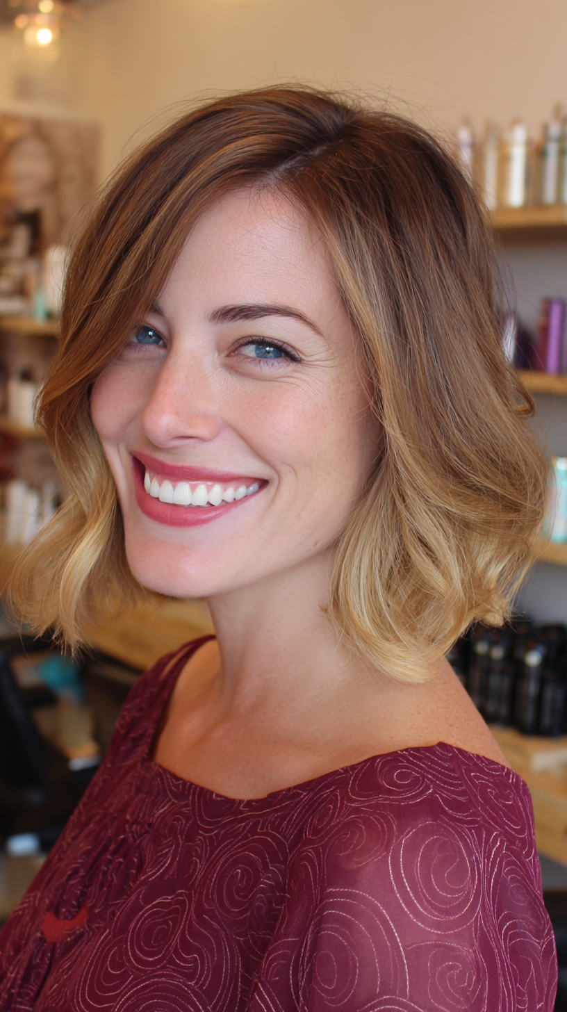 Chic Wavy Lob with Subtle Highlights