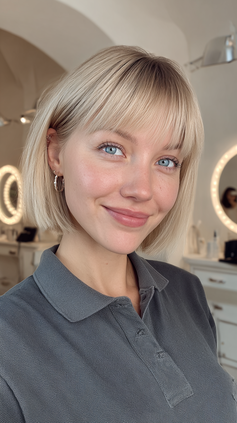 Classic Blunt Bob with Soft Bangs