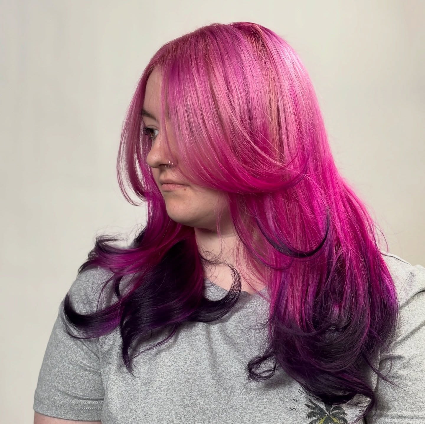 Dynamic Long Hair with Pink and Purple Ombre
