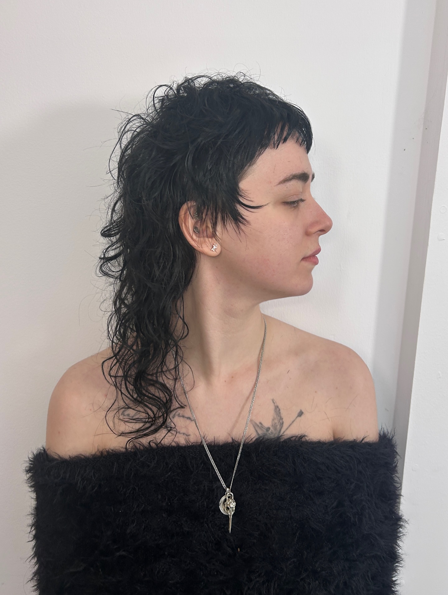 Edgy Curly Mullet with Textured Layers